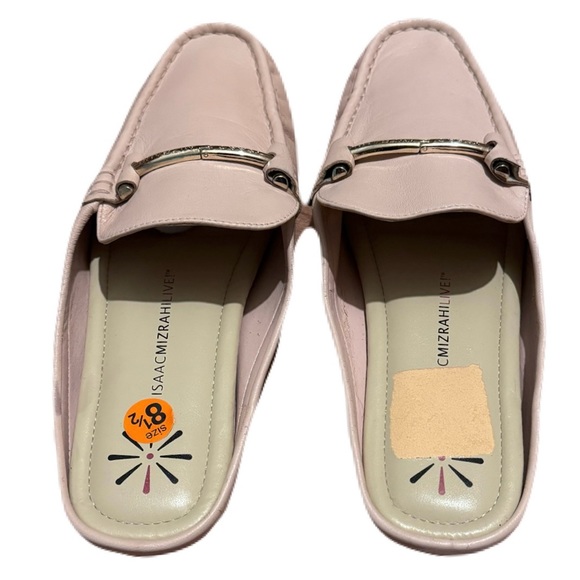 Isaac Mizrahi Live! Leather Mule Moccasins Rose/Pink with Gold Hardwear Size 8.5 - Picture 3 of 9